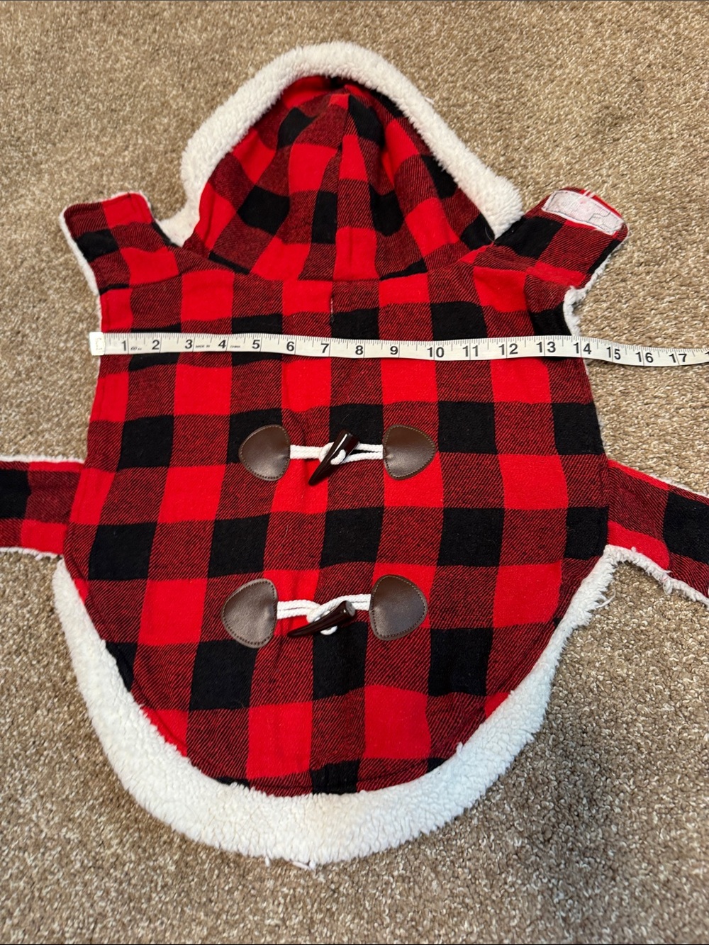 Dog/Puppy costume Buffalo Plaid/Lumberjack/Rustic hooded winter Christmas SZ LG - Picture 7 of 8
